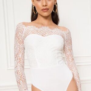 Elegant White Lace Bodysuit